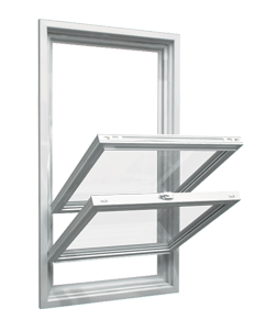 White vinyl double-hung window with tilt-in sashes, designed for easy cleaning and energy-efficient replacement in Winnipeg homes