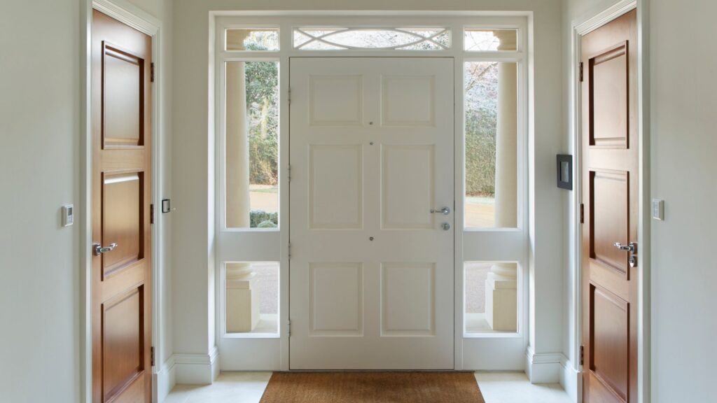 Modern entryway showcasing the benefits of installing a new front door in a Winnipeg home, improving energy efficiency, security, and curb appeal.