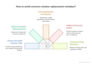 Infographic showing how to avoid window replacement mistakes in Winnipeg