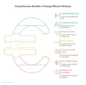 Infographic highlighting the top benefits of energy-efficient windows for Winnipeg homes