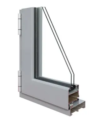 Close up of white vinyl window frame corner with triple pane insulated glass and energy efficient design