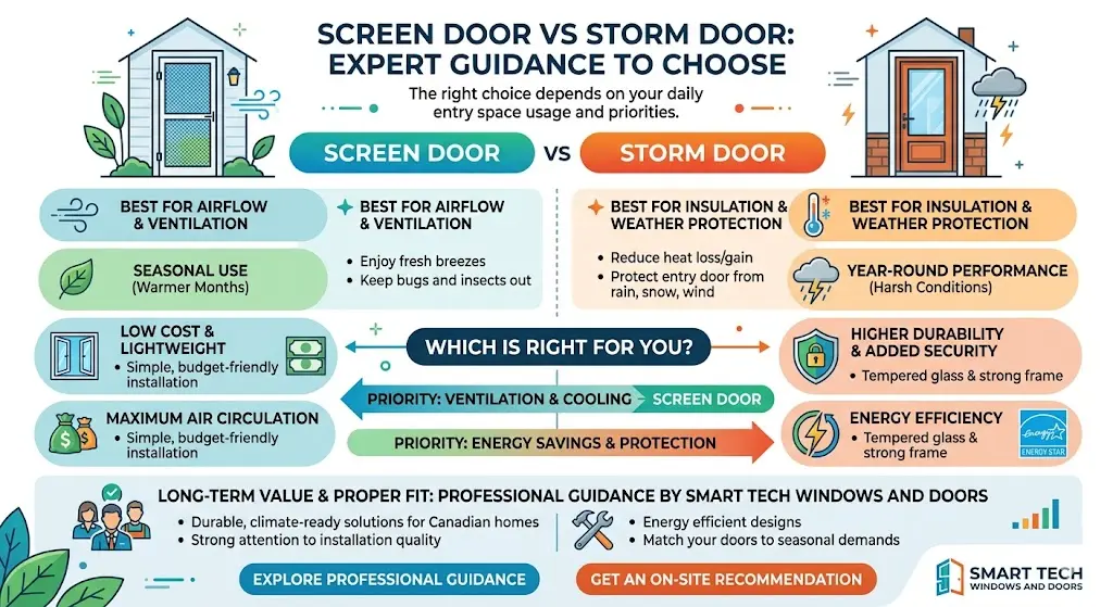 Expert guide to choosing between screen door and storm door for home entryways