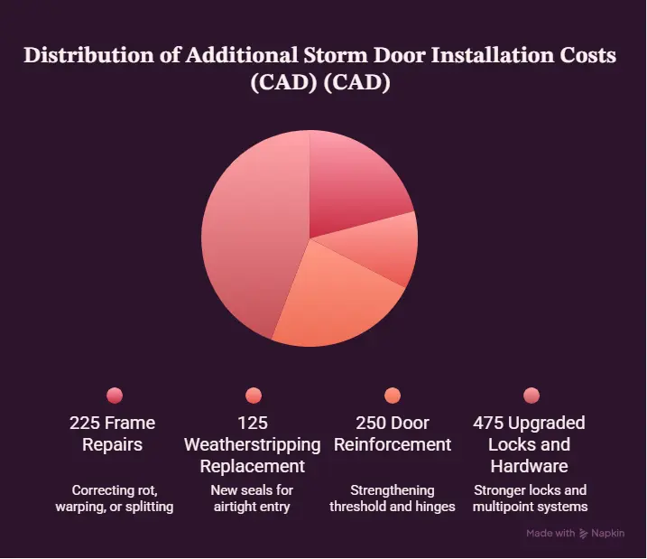 Extra costs homeowners may face during storm door installation, including hardware and frame adjustments