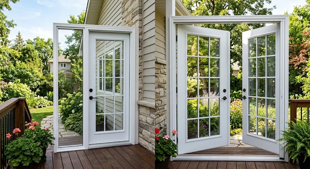 Comparison of garden doors and French doors for Winnipeg homes highlighting design, energy efficiency, security, and space requirements