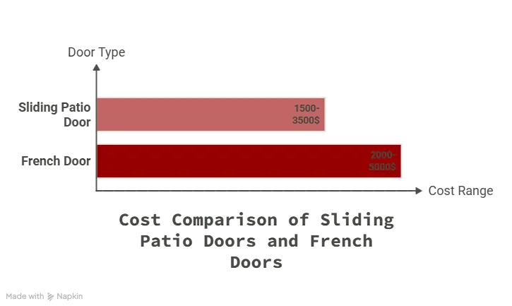Cost comparison of sliding patio doors and French doors including materials, installation, energy efficiency, and long-term value